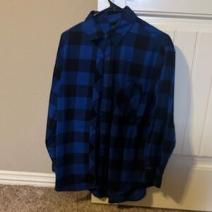 Wild Fable Blue and Black Plaid Men's Shirt